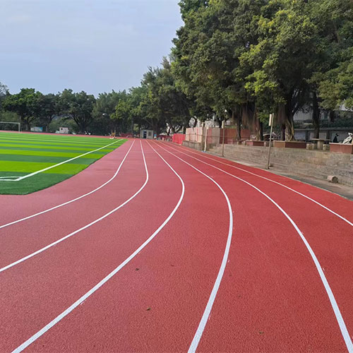 广州115中学全塑型自结纹跑道+足球场+硅PU球场
